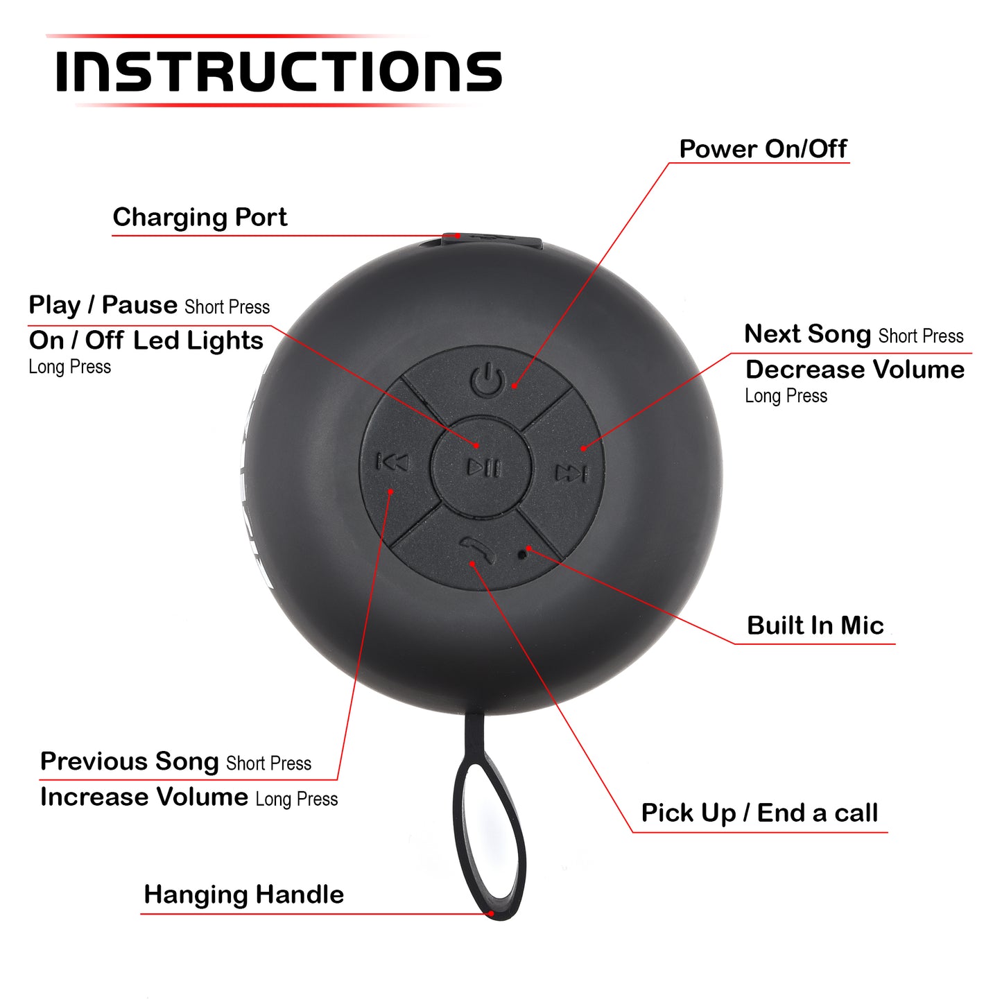 Water Resistant Bluetooth Shower Speaker