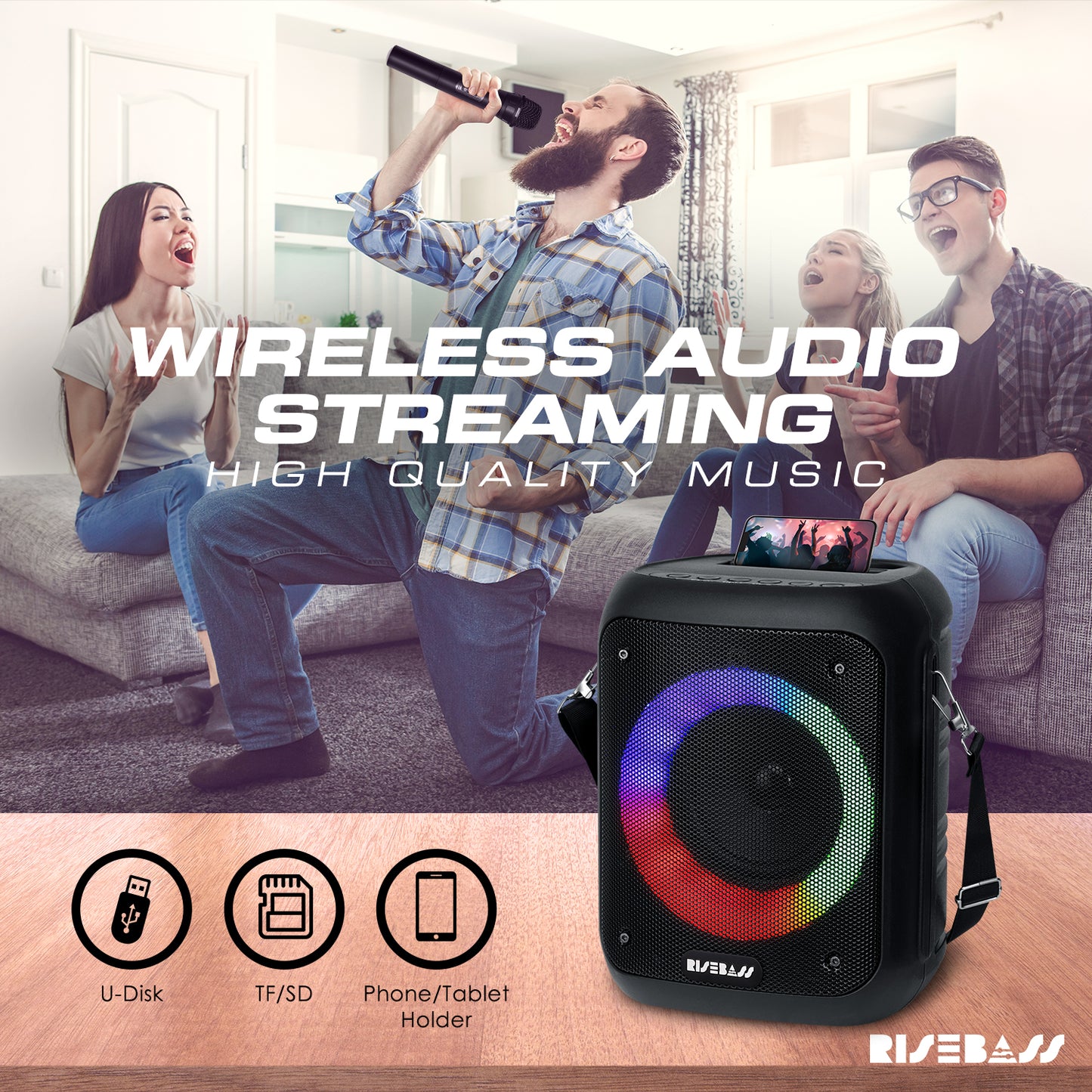 Portable Karaoke Machine w/ 2 Wireless Microphones